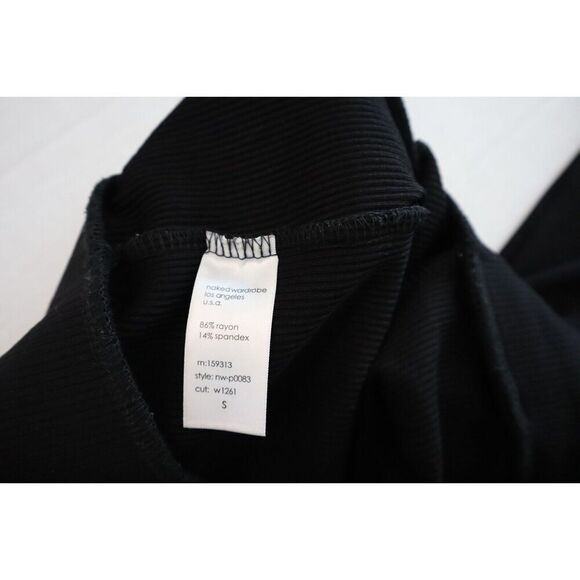 Naked Wardrobe P0083 Women's Sz S Black Snatched High Waist Ribbed Joggers - Picture 4 of 10